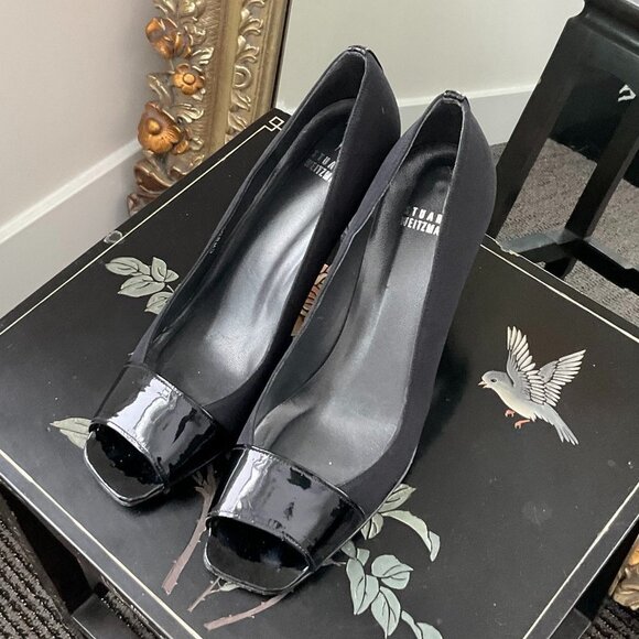 Stuart Weitzman Patent Leather Slip-On Block Heels Size 10US Black - Picture 2 of 3